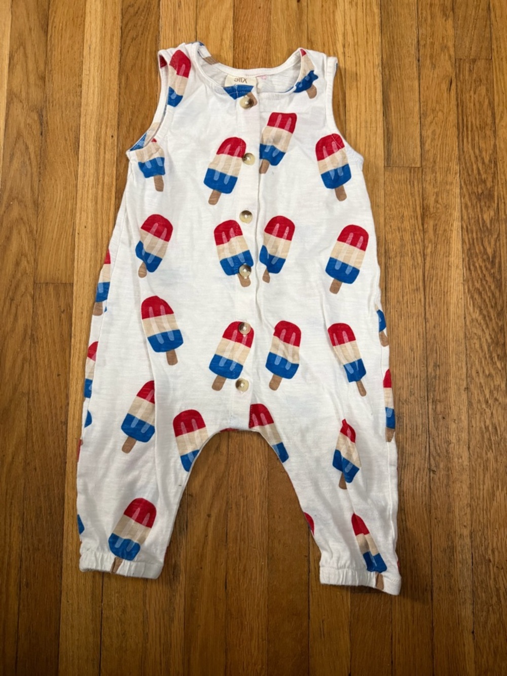 Siix Organic Cotton 6/12M Bomb Pop Henley Tank Romper